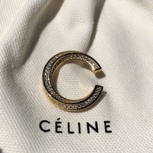 CELINE open C encrusted ring, 7.5